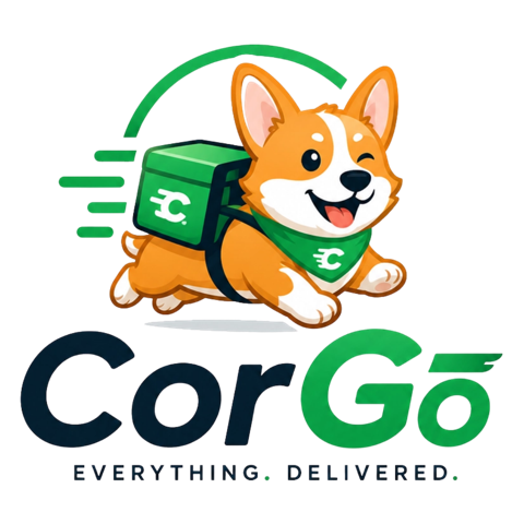 CorGo mascot and delivery box